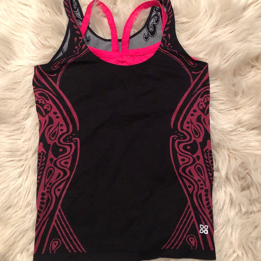 Actra Pink and Black work out top Size Large